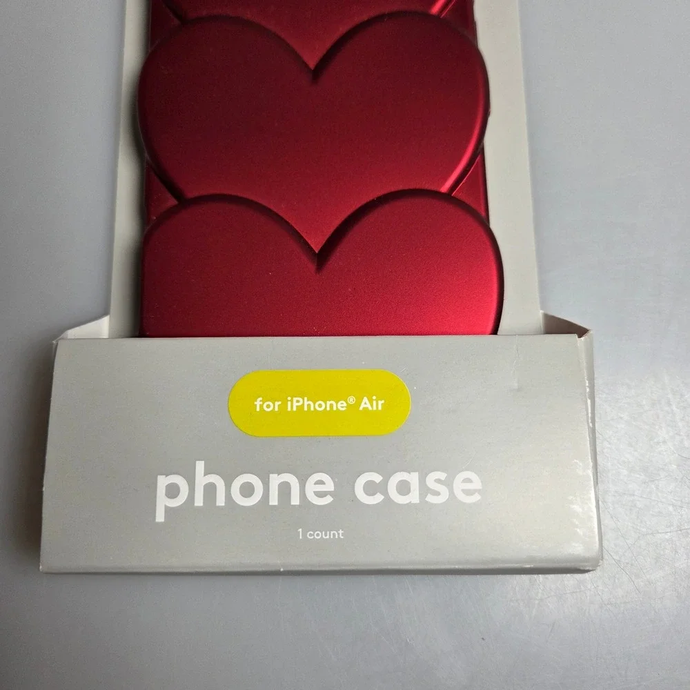 Heyday iPhone Air Case Metallic Red 3D Stacked Hearts Protective Phone Cover